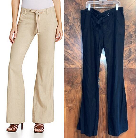 NEVER WORN ~JESSICA SIMPSON Ara Drawstring Pants Black S Small WIDE FLARE BEACH - Picture 1 of 8